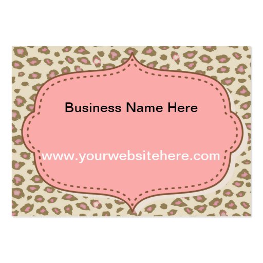 Cream Pink Leopard Print Business Cards (front side)