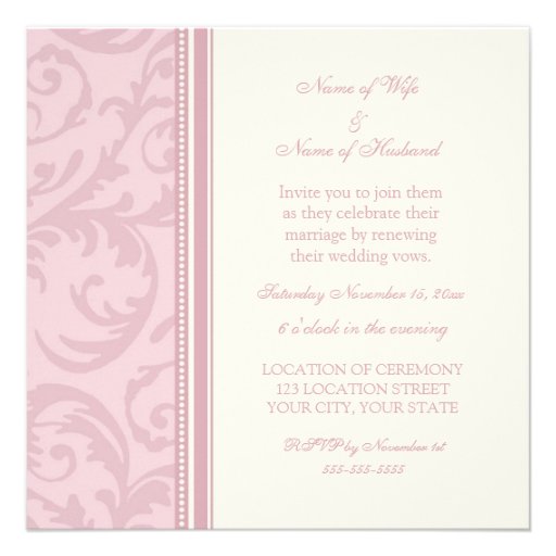 Cream Pink Photo Wedding Vow Renewal Invitations