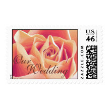 Cream Pink Rose Wedding Postage