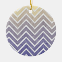 Cream Purple Chevron Pattern Christmas Tree Ornament