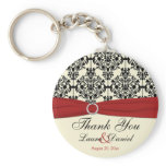 Cream, Red, and Black Damask Wedding Favor Key Chains