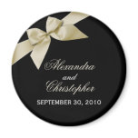 Cream Ribbon Save The Date Wedding Announce Fridge Magnets