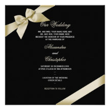 Cream Ribbon Wedding Announcement 2