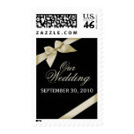 Cream Ribbon Wedding Invitation Announcement Stamp