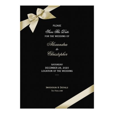 Cream Ribbon Wedding Save The Date 2 Custom Invite