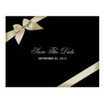 Cream Ribbon Wedding Save the Date 2 Post Card