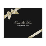 Cream Ribbon Wedding Save the Date 3 Postcard