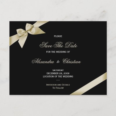 Cream Ribbon Wedding Save the Date 4 Post Cards
