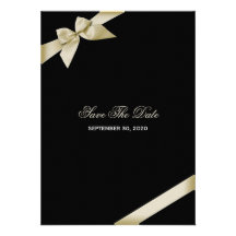 Cream Ribbon Wedding Save The Date Invites