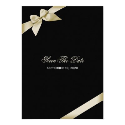 Cream Ribbon Wedding Save The Date Invites