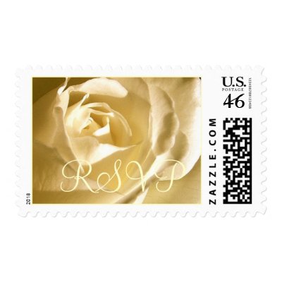 Cream Rose Ivory RSVP Wedding Postage Stamp