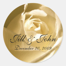 Cream Rose Names Wedding Favor Sticker