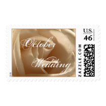 Cream Rose October Wedding Custom Postage