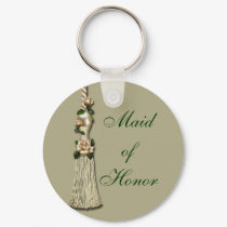 Cream Rose Tassle and Sage Green keychains