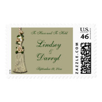 Cream Rose Tassle and Sage Green postage