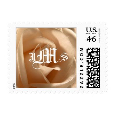 Cream Rose Template Monogram Postage Stamps by TDSwhite
