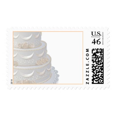 Cream Rose Wedding Cake Postage Stamp