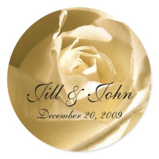 Cream Rose with Names and Date Wedding Sticker sticker