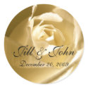 Cream Rose with Names and Date Wedding Sticker