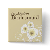 Cream Roses & Swirls *01 Bridesmaid Custom Button