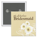 Cream Roses & Swirls *01 Bridesmaid Custom Button