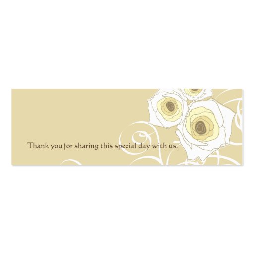 Cream Roses & Swirls *01 Custom Thank You Gift Tag Business Card Template (back side)
