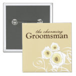 Cream Roses & Swirls *01 | Groomsman Custom Button