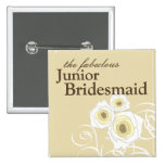 Cream Roses & Swirls *01 Junior Bridesmaid Button