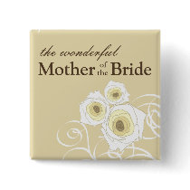 Cream Roses & Swirls *01 Mother of Bride Button