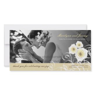 Cream Roses & Swirls Thank You Photo Card photocard