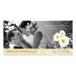 Cream Roses Swirls Wedding Thank You Photo Card