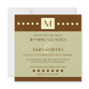 Cream Sage Brown Monogram Wedding Invitation invitation