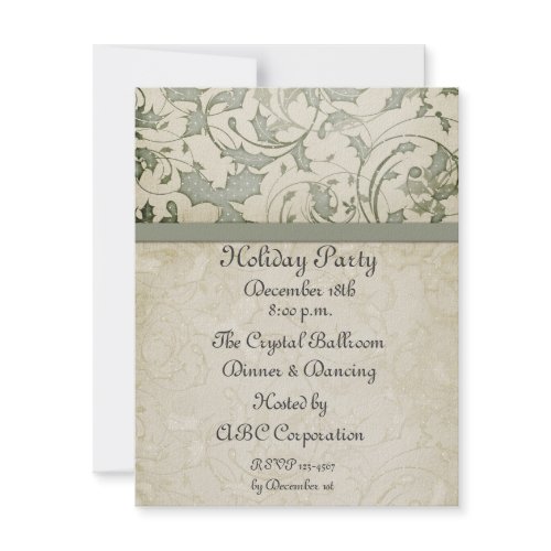 Cream Sage Holly Swirls Invite