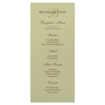 Cream Sage Monogram Reception Menu Rack Card