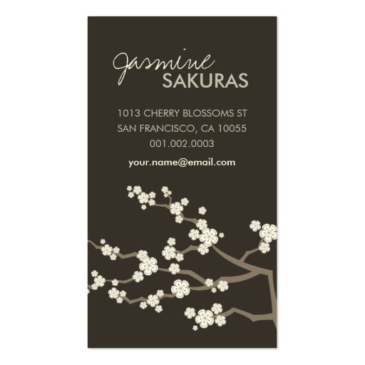 Cream Sakuras Cherry Blossoms Oriental Zen Asian Business Card (front side)