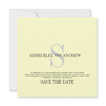 Cream Save the Date Monogram Wedding Announcement