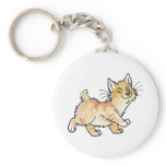 Cream Tabby Manx Kitty Keychains