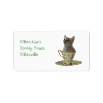 Cream time? Kitten in a cup address label