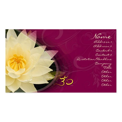 Cream water lilly, om Business card (front side)