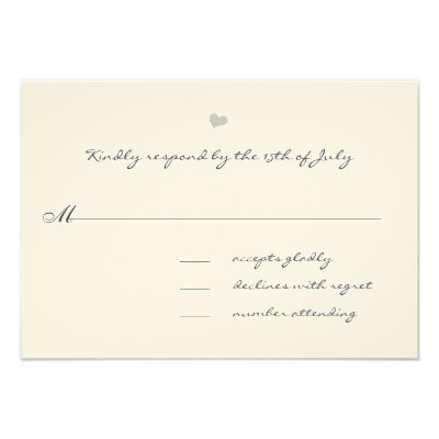 Cream Wedding Response Card Personalized Announcement