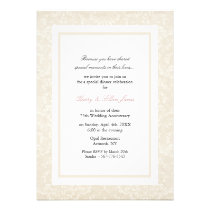 Cream & White Damask Wedding Anniversary Invite invitations