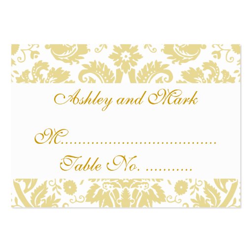 Cream White Damask Wedding Reception Place Cards Business Cards (front side)