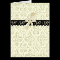 Cream with Black Lace and Bow Cream cards