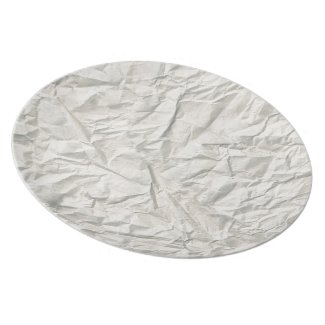 Cream Wrinkled Paper Texture Party Plate