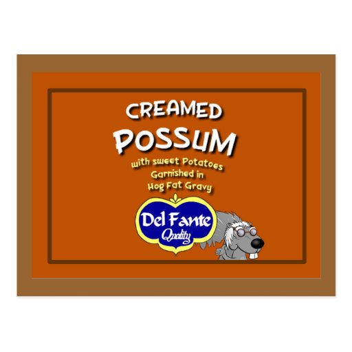 Creamed Possum Recipe Card Postcard