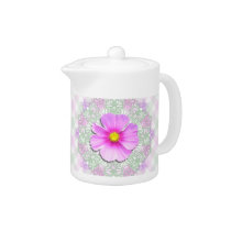 Creamer/Teapot - Bi-Color Cosmos on Lace & Lattice teapots