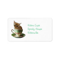 Creamy Coffee Kitten in a cup address label