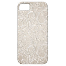 Creamy White & Gold Floral Paisley Swirls iPhone 5 Case