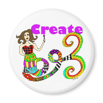 Create Colorful Mermaid Muse Round magnets