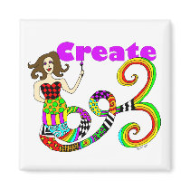 Create Colorful Mermaid Muse Square magnets